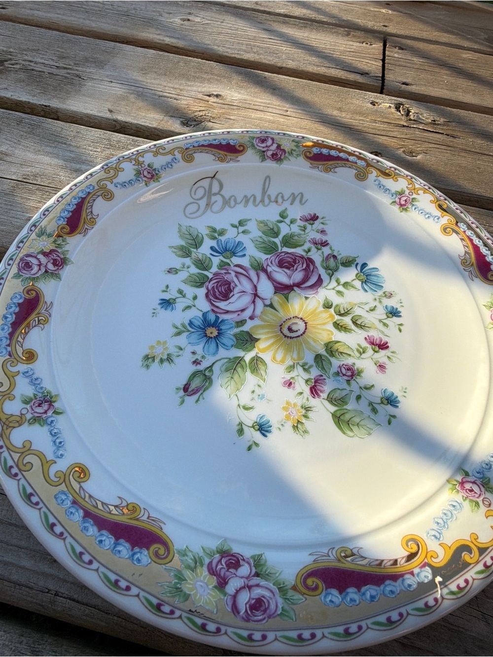 Vintage Limoges France “Bonbon” Floral Serving Bowl Plate Hand Decorated - Picture 3 of 13